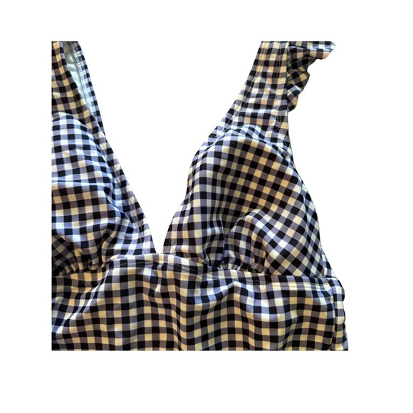 Kona Sol Gingham Blue and White one piece bathing suit size M - Picture 3 of 7
